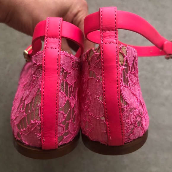 Valentino Hot Pink Lace Ballet Flats - Picture 5 of 8